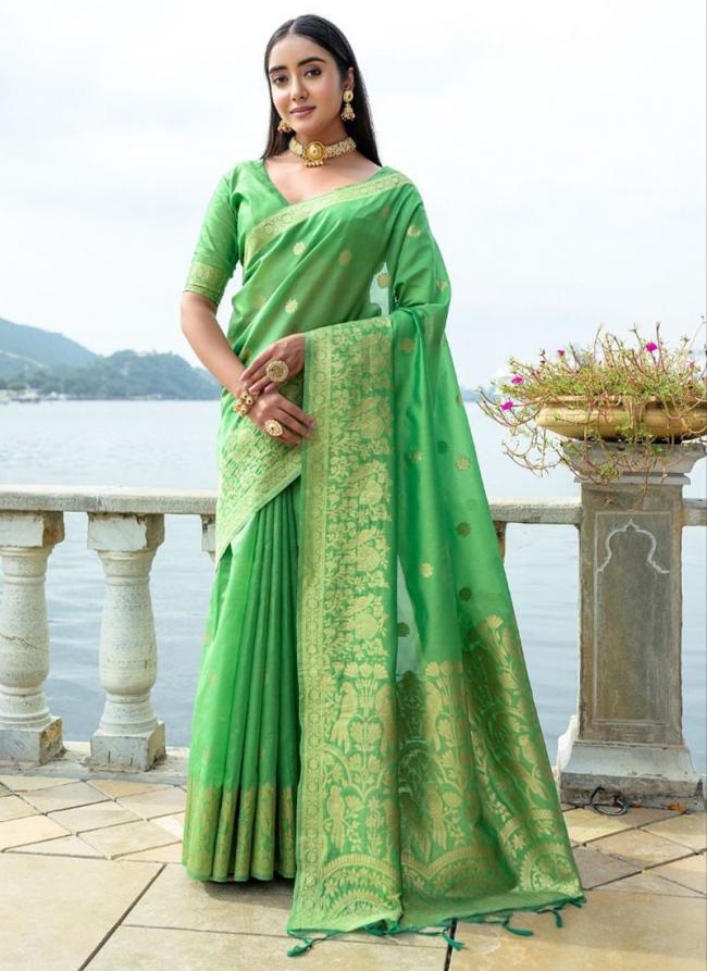 Soft Silk Green Traditional Wear Weaving Saree